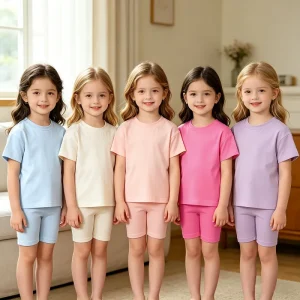 1 13 Years Fashion Summer Kids Girls Clothing Sets Cute Boy Girl Clothes 2 Pcs Cycling Wear Cotton Outfit Girls Biker Shorts Set