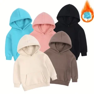 1 13Years Baby Boys Girls Clothes Hooded Cotton Solid Plain Hoodie Children Pullover Tops Custom Casual Kids Hoodies