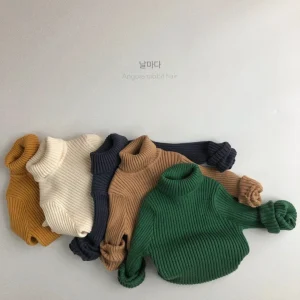1-6 Years Old Girls Winter Turtleneck Sweater Clothes Autumn Boys Children Clothing Pullover Knitted Solid Kids Sweaters