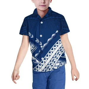 1 MOQ Custom Print Baby Boys Shirts School Uniform Single Button Short Sleeve Kids Shirts Island Style Hawaiian Shirts Aloha