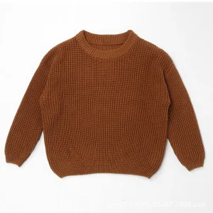 1 Pcs Custom Logo Letter 100% Cotton Spring Autumn Infant Toddler Children Boys Girls Clothes Neutral Kids Brocade Sweater