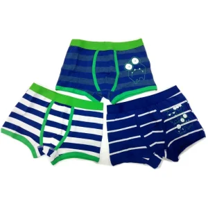 100% Cotton 3-Pack Kid Boys Model Underwear Exposed-Waistband Boxers Stripes Boxer Shorts Underwear