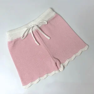 100% Cotton Girls Summer Solid Bottoms for Toddler Children Soft Knitted Shorts with Ruffles for Baby