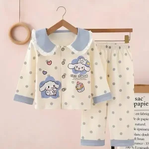 100% Cotton Kids Pajama Set Boys Girls Spring Autumn Cartoon Pattern Long Sleeve Breathable Soft Warm Home Wear Sleepwear
