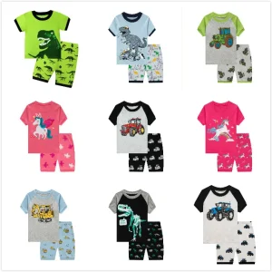 100% Cotton Pyjamas Kids Short Sleeve Kids Pijamas Pajama Set for Boys