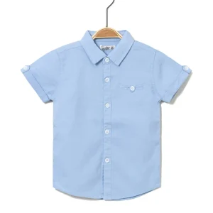 100% Cotton Short Sleeve Boys Buttons up Shirts Infant Baby Toddler Children Summer Shirts