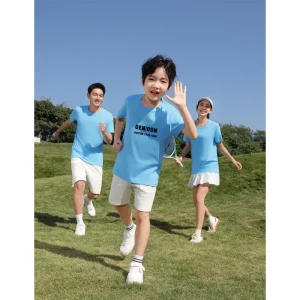 100% Cotton Short Sleeve Camisetas Kids Organic Boys Beach Children’s T shirt Custom Parent Child Clothing