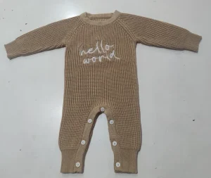 100% Cotton Soft Comfortable Button Closure Knitted Romper Newborn Baby Boy Girl Embroid Jumpsuit Fall Winter Outfit Oversize