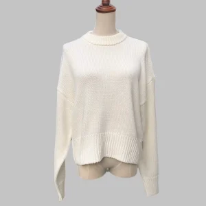100% Cotton Solid Color Women Pullover Sweater Girls Knitwear