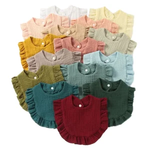 100% Organic Cotton Solid Color Saliva Towel Muslin Baby Bandana Bibs Set Drool Newborn Baby Bibs Organic Bandana Bib