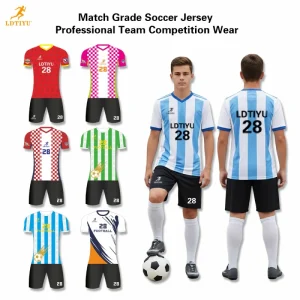 100% Polyester Customized Blue Football Jerseys Tracksuit Training Soccer Jersey Boys Kids Youth Socks Soccer Shirt Kit Set