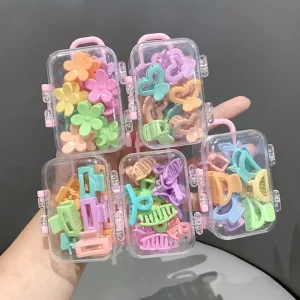 10PCS Small Flower Hair Clips for Girl Children Fashion Candy Color Hair Claw Hair Accessories Luggage Box