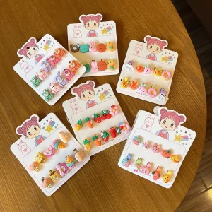 10Pcs/Set Kids Cute Hair Accessories New Korean Baby Hairpins + Hair Tie Sweet Color Hairclips Hairdresses Gifts For Children