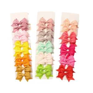 10pcs Kids Swallowtail Bow Hair Clip Set Handmade Ribbon Hairpin Sweet Girl Hair Accessory