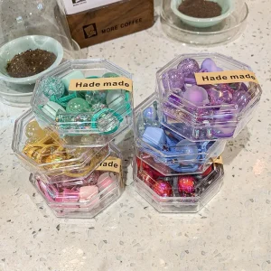 10pcs/box Children Cute Design Lovely Hair Tie Acrylic Material Plastic Ball Square Hair Accessories Gift