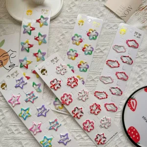 10pcs set Cute Metal Colorful Star Hair Clip Sweet Flower Hairpins BB Clips for Kids Girls Hair Accessories