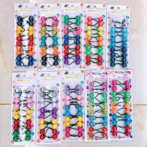 10ps Card Black Girl Styling Accessories Ponytail Hair Balls Bobbles Kids Twice Big 20mm Bead Elastic Ball Hair Ties