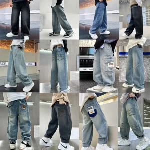 12 Designs New Fashion Spring Autumn Kids Clothing Teens Boys Jeans Children’s Casual Pants 4-15 Years Kids Boy Denim Jeans