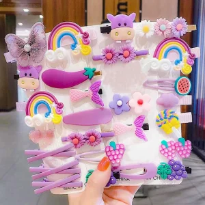 14 Pcs Set Cute Child Barrettes Kid Hairgrips Hair Clip Accessories Gift Set Girl Cartoon Pattern Hair Clip Set