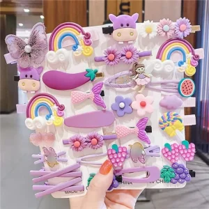 14 Pcs Set Cute Child Barrettes Kid Hairgrips Hair Clip Accessories Gift Set Girl Cartoon Pattern Hair Clip Set