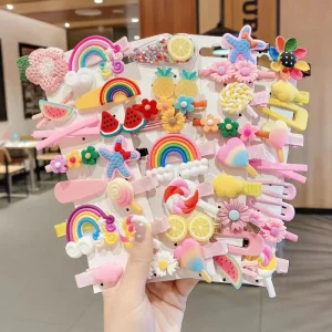 14 Pcs/set Cute Children Barrettes Kid Hairpins Hairgrips Hair Clip Accessories Gift Set Girl Cartoon Pattern Hair Clip Set