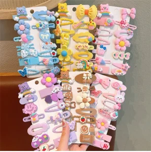 14pcs Girls Hair Clips Set Cartoon Rainbow Sparkly Hairpins for Kids Teens Cute Hair Accessories Gift Box