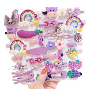 15 Pcs set Kid Children Hairgrips Cartoon Pattern Barrettes Hair Accessories Gift Clip Claws Set