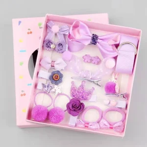 18 Pcs Kids Children Gift Box Cute Baby Girl Princess Bow Headwear Hairpins Hair Clip Hair Rope Accessories Set