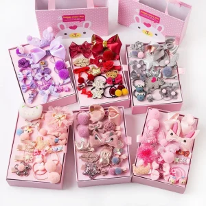 18 Pcs Set Princess Baby Headdress Accessories Assorted Hair Ties Hairgrips Cute Hair Bow Girls Hairpin Kids Hair Clips