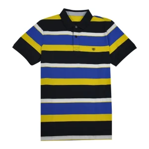 180 Grams Fashionable Striped Knitted Cotton Stand Collar Shirt Youth Men’s Polo Shirt for Boy