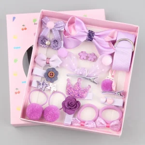 18pcs Box Cute Fabric Bow Hairpins Barrettes Hair Clips Sweet Style Baby Girls Headdress Gifts for Children