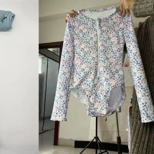 1PCS Long Sleeve Ruffle Swimming Suit Girls Custom Swimwear Quick Dry Toddler Swimwear