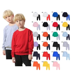 2 12Y Kids Clothes Custom Logo Toddler Boys Tracking Suit Crew Neck Sweater Pullover Terry Cotton Casual Knitted Sweatshirt