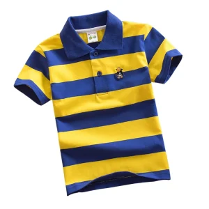 2-14 Years Boys Boutique Clothing Kids 100% Cotton Stripe Polo T-shirts