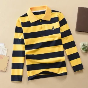 2-15 Years Long Sleeve Kids Clothing Cotton in Stock Fashion Stripe T Shirt Polo Kids Polo Shirts for Boys