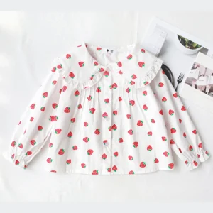2 8T Toddler Kid Baby Girl Spring Summer Clothes Long Sleeve Ruffles Print Blouses Elegant Cute Sweet Shirt Tee Top