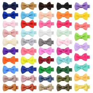 2 Inch Solid Color Handmade Bow Hair Clips Cute Ribbon Girls Hair Accessories Hairpin Headwear Children Girls Bow Hair Clips
