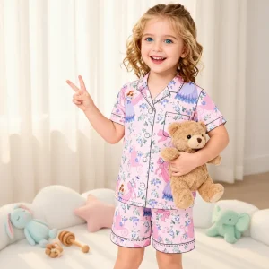 2 Pcs Skin friendly Custom Cartoon Character Baby Jumpsuit Pajamas Romper Bamboo Zippy Outfit Soft Adult Baby Girls Clothing Set
