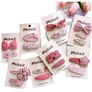 2 Piece Set Sweet Fabric Hair Clips for Baby Girls Fully Covered Toddler Hair Bows Barrettes Small Hair Accessories for Kids
