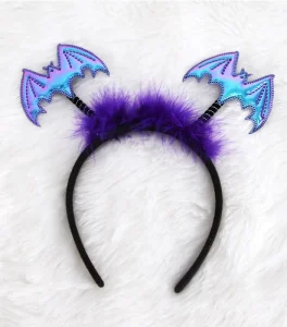 2 Styles Halloween Headband Set Spider & Bat Fluffy Hair Hoops with Spring Legs Novelty Costume Accessories for Kids & Adults