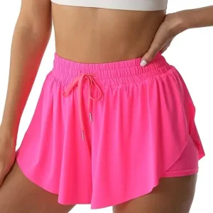 2 in 1 Flowy Running Shorts Skirts Women Gym Sport Kid Biker Butterfly Shorts Cheer Practice Youth Girls Flowy Shorts
