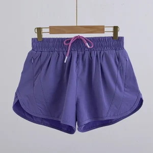 2 in 1 Girls’ Running Shorts Elastic Waist Children’s Pocket Sports Shorts