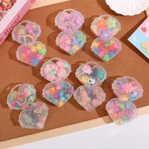20-Piece Set Children’s Hair Ties Cartoon Elastic Hair Bands and Small Claw Clips Mini Cute Bangs Boxed Kids Hair Accessories