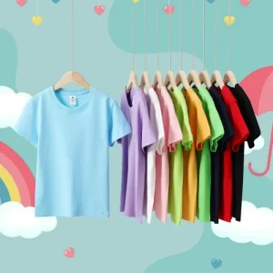 200gsm Football T Shirt Blanc Enfant Waffle Knit Ripped Children’s Kids Drop Sleeve Girl Boys T shirts&polo Shirts