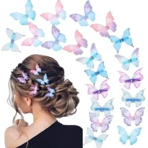 20Pcs Durable Metal Butterfly Hair Clips for Kids & Girls Colorful Fairy Accessories Wedding 90s Style