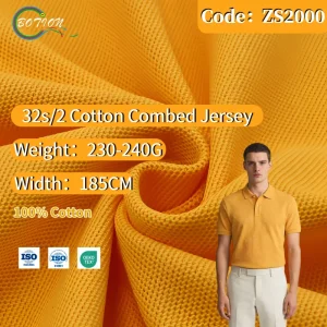 210g Breathable Double Pique CVC Mesh Fabric Cotton polyester Double Pique Polo Shirt Workwear for Girls Boys Eco Friendly
