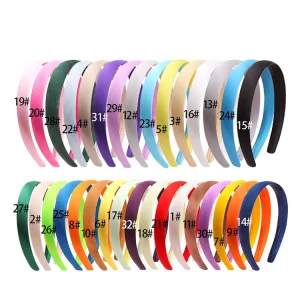 2cm Wide Women Kids Little Girls Satin Head Band Diy Plastic Hair Bands Accessories Hairband Plain Satin Headband
