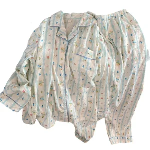 2pcs Satin High Quality Pajama Cartoon Girls Sleepwears for Women Ladies Pajamas Womens Sleepwear