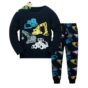 3 8 Year Children’s Summer 100% Cotton Unisex Animal Print Pajamas Sets with Funny Designs