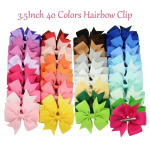 3 Inches Grosgrain Ribbon Boutique Hair Bows With Clip Pinwheel Hairpins for Kids Girl Hair Accessories